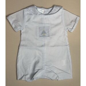 Petit Ami Light Blue Nautical Sailboat Romper Size Preemie